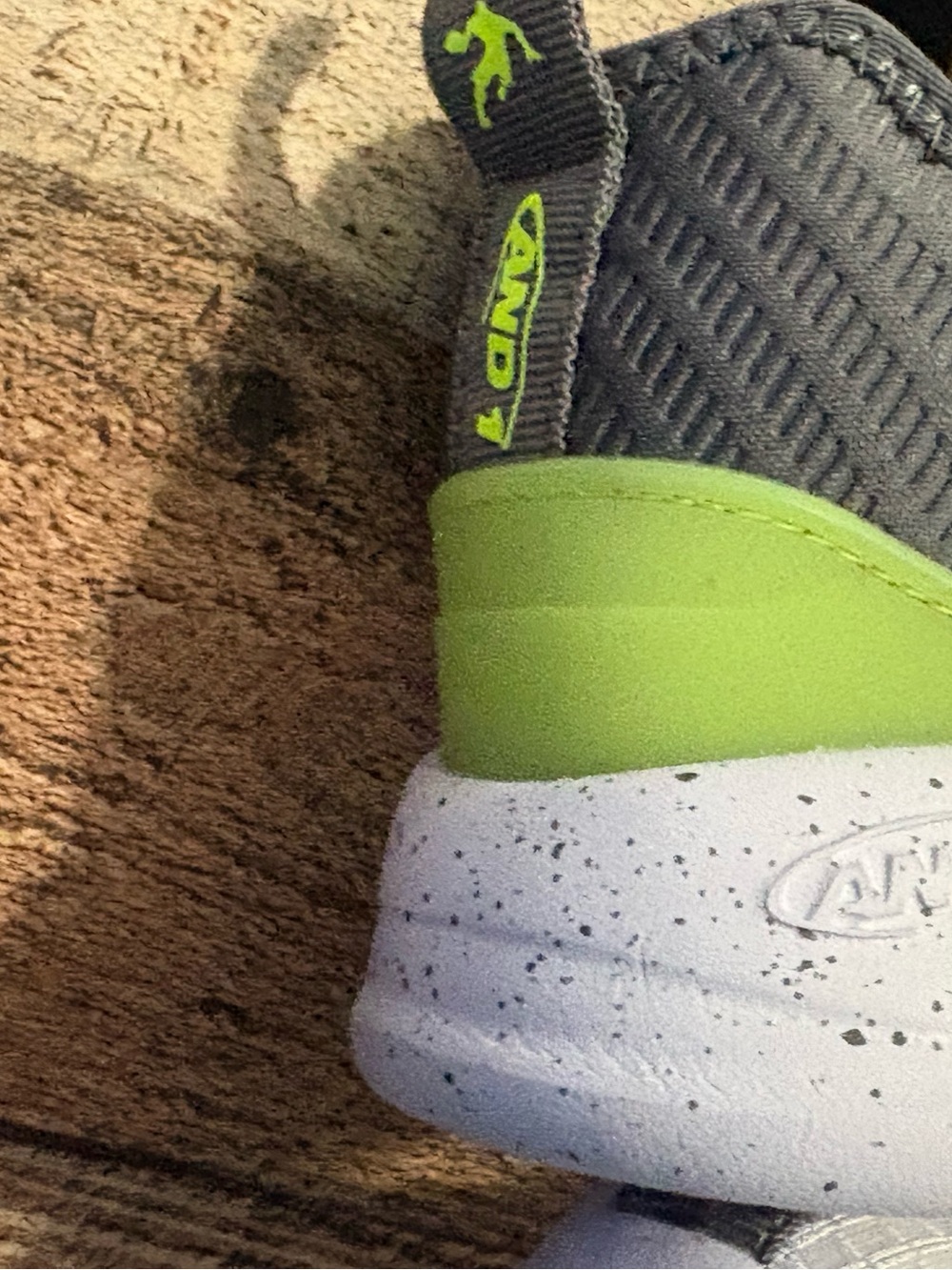 And1 Kids Sneakers - White, Gray & Neon Green Accent - Picture 5 of 6